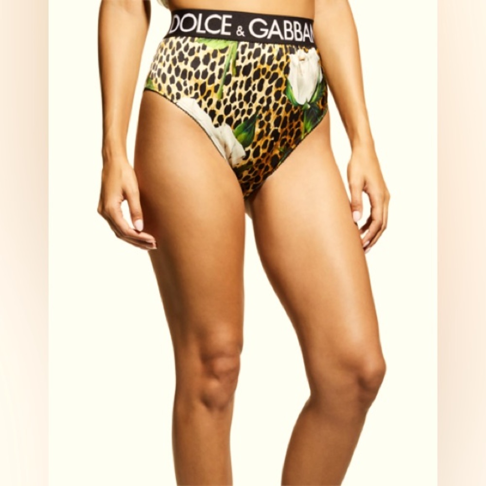 Dolce & Gabbana Animal Print Floral High-Waist Panties